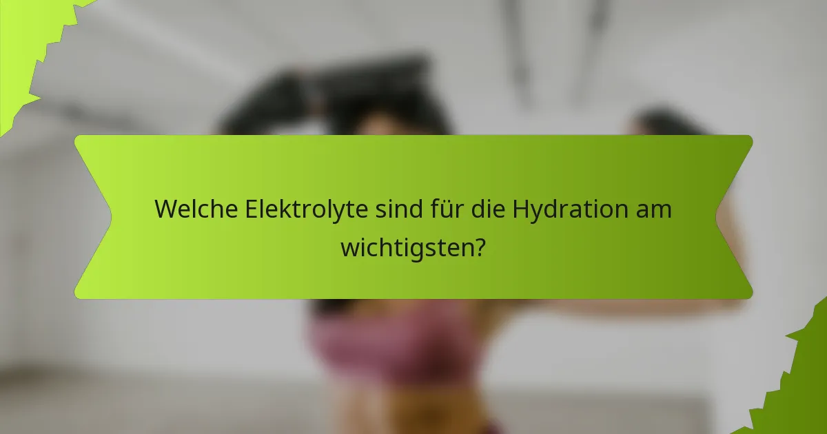 Welche Elektrolyte sind für die Hydration am wichtigsten?