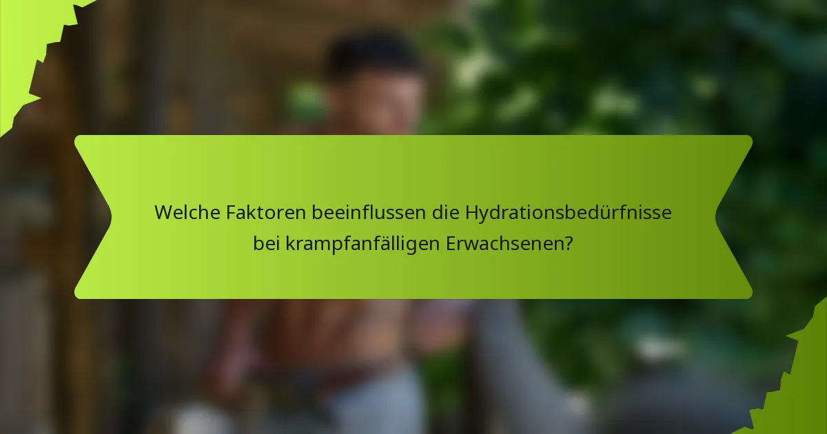 Welche Faktoren beeinflussen die Hydrationsbedürfnisse bei krampfanfälligen Erwachsenen?