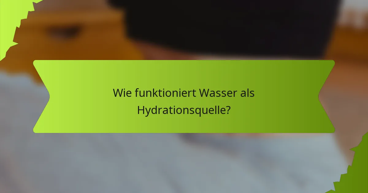 Wie funktioniert Wasser als Hydrationsquelle?