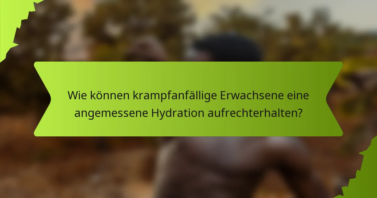 Wie können krampfanfällige Erwachsene eine angemessene Hydration aufrechterhalten?