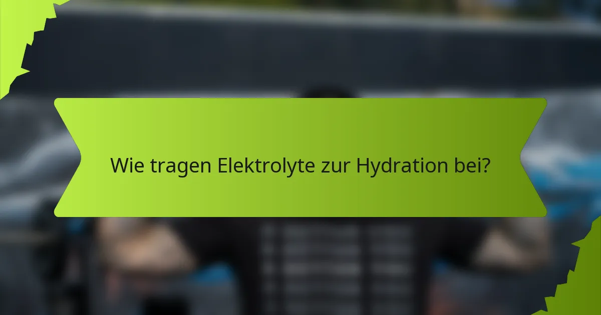 Wie tragen Elektrolyte zur Hydration bei?